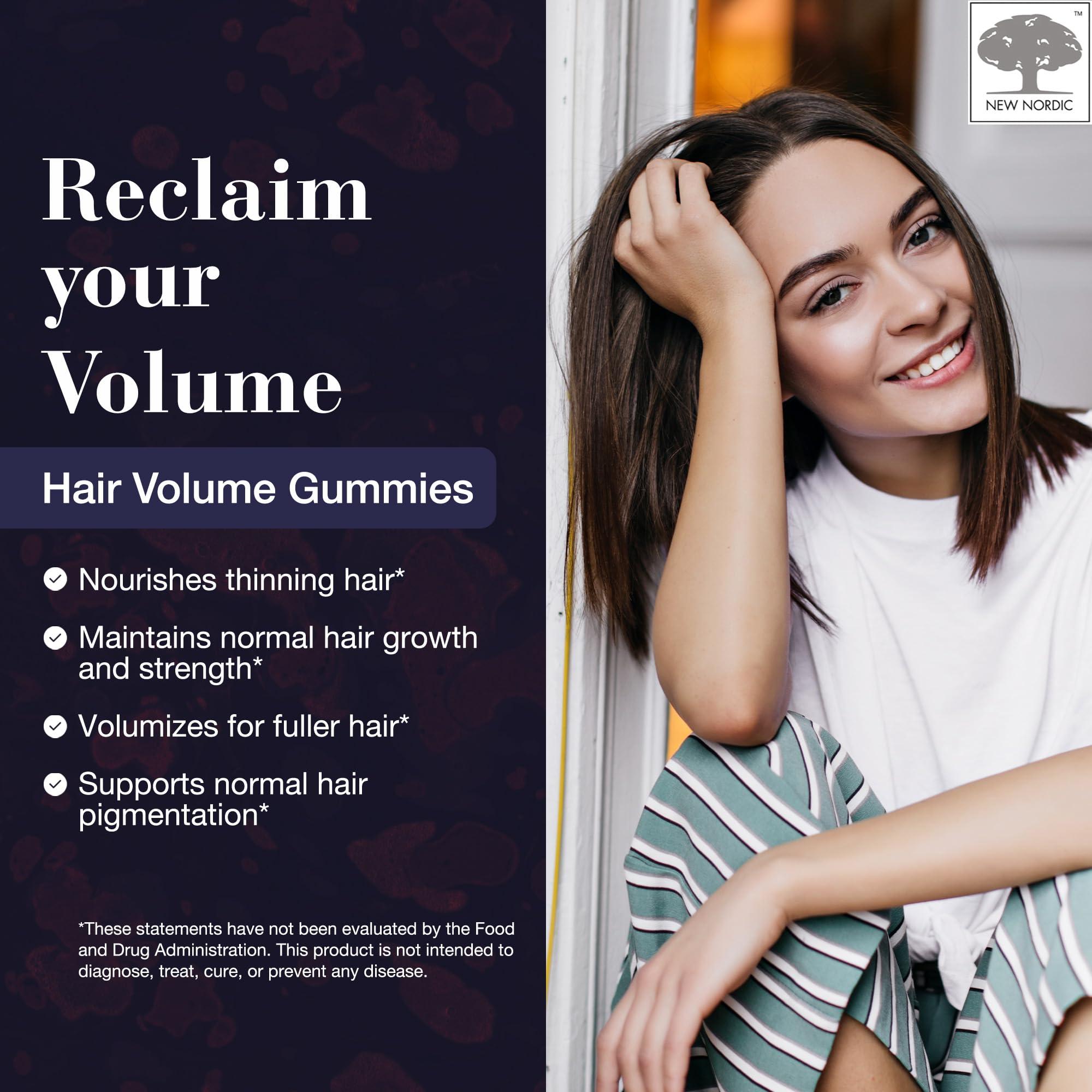 NEW NORDIC NEW NORDIC Hair Volume Gummies, 2500 mcg Biotin, Daily Hair Vitamins Supplement to Support Hair Skin & Nails, Vegan, 60 Count (Pack of 1)