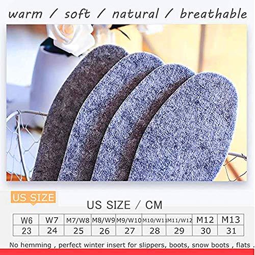 YESSQ Wool Felt Warm Shoe Insoles - Wool Felt Boot Shoe Insert Insoles Women 6