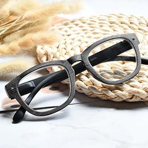 LUR LUR READING GLASSES for Men 2.75 Classic Square Readers 4 Packs Cheaters Comfy Spring Hinges/Wood Tone Design