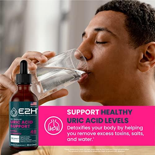 E2H EARTH TO HUMANS E2H Uric Acid Support Supplement - Tart Cherry and Devil’s Claw - Supports Uric Acid Health and Kidney Function Non-GMO - Vegan - 2 Fl Oz