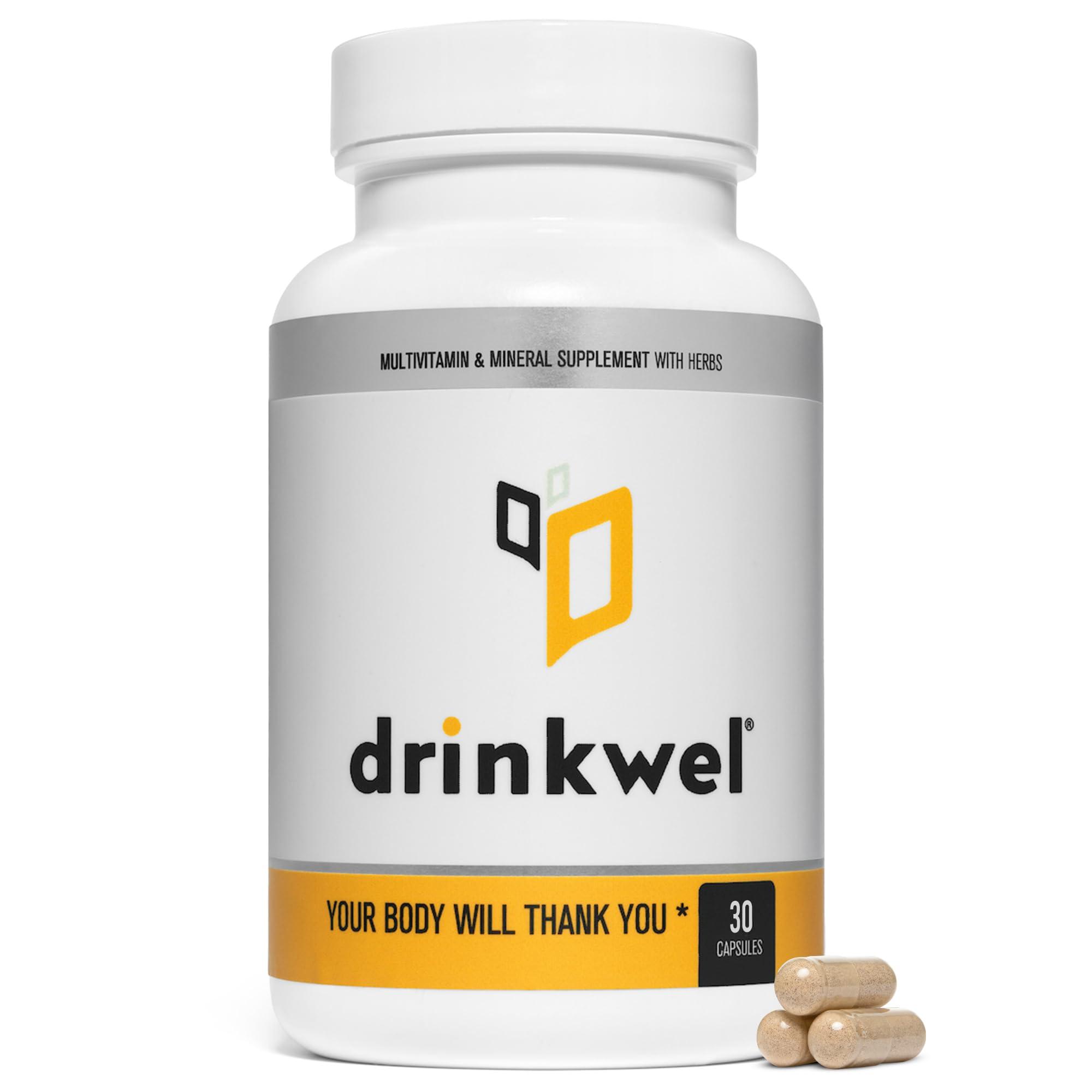 drinkwel drinkwel Better Mornings - Premium Multivitamin Supplement - Liver Cleanse, Detox, Immune Support- Milk Thistle, Vitamin C, Zinc, Magnesium - 30 Count
