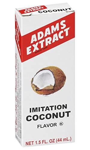 Adams Extract Adams Extract Imitation Coconut Flavor, Extra Strength, Gluten Free, 1.5 FL OZ Glass Bottle (Pack of 1)