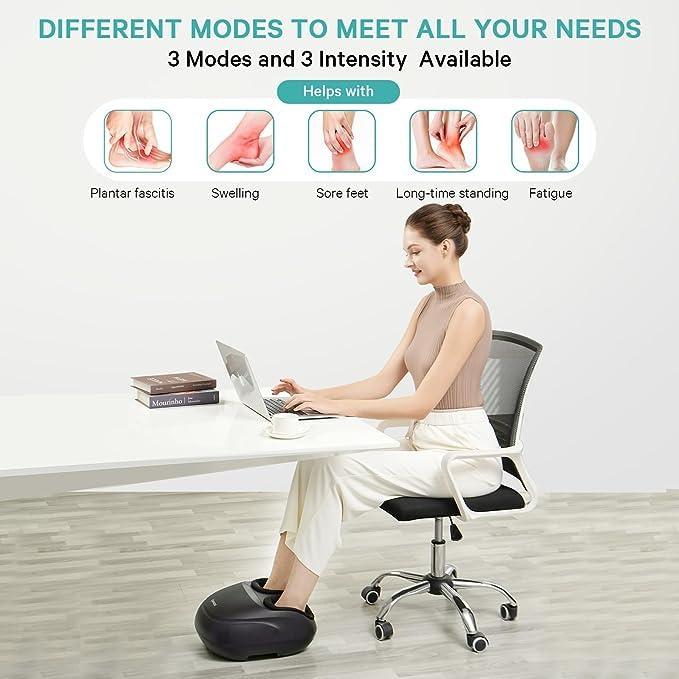 KNQZE KNQZE Foot Massager Machine with Heat, Shiatsu Deep Kneading Foot Massager with Remote, Compression, Hand Massager with Heat and Compression & Kneading Massage for Arthritis Carpal Tunnel Pain Relief
