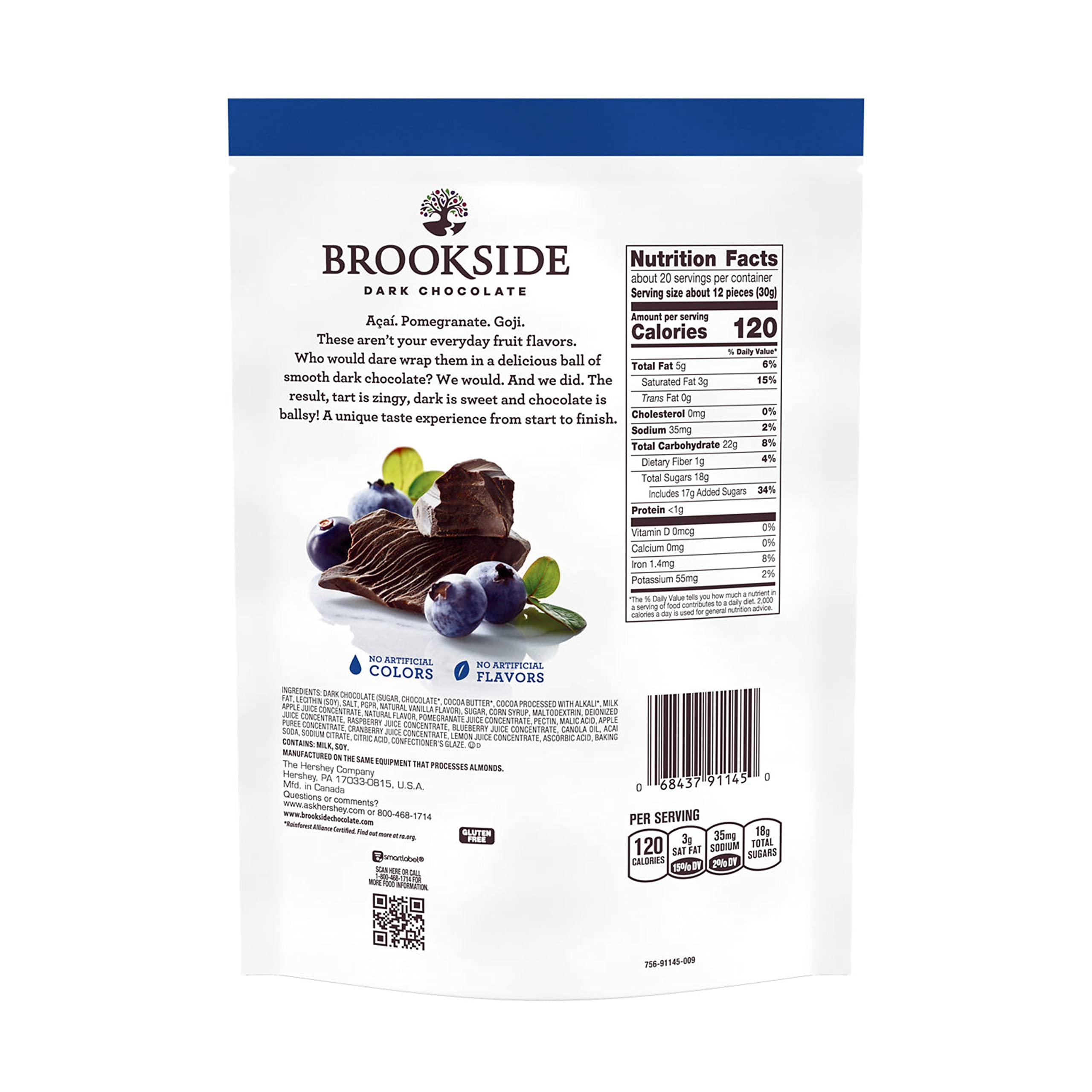 Brookside BROOKSIDE Dark Chocolate, Acai and Blueberry Flavored Snacking Chocolate Bag, 21 oz (Pack of 2)