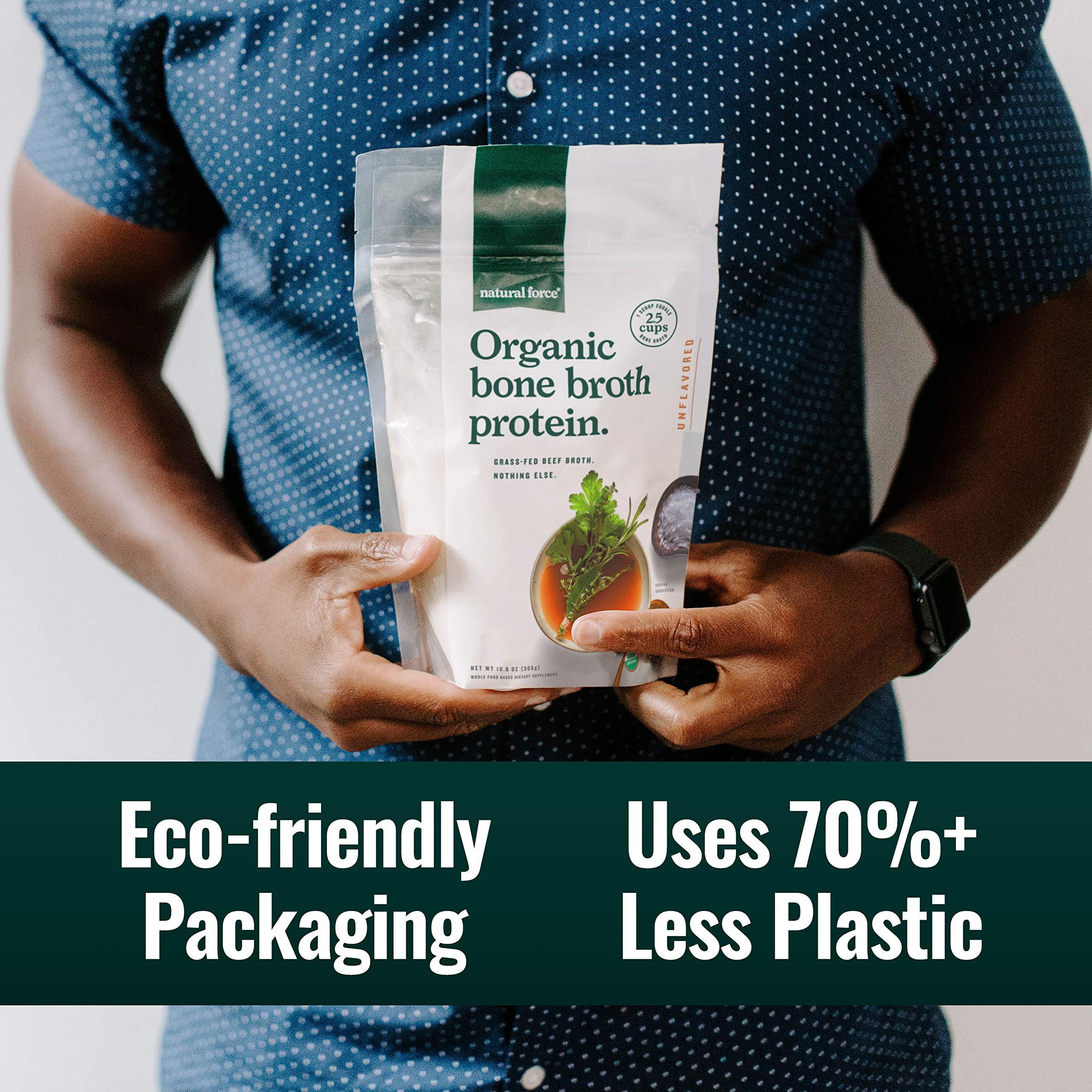 Natural Force Natural Force - Pure Organic Bone Broth Protein Powder, Grass-Fed & Keto Certified, Types I, II & III Collagen, Unflavored, Perfect for Soups & Cooking, 10.8 oz