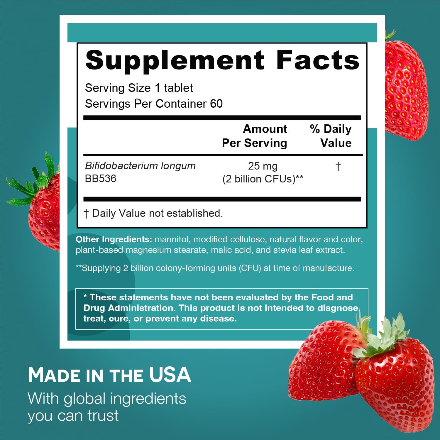 EZ Melts EZ Melts Dissolvable Healthy Aging Probiotic, Bifidobacterium Longum BB536 (2 Billion CFU), Sugar-Free, Probiotics for Women and Men 50+, 2-Month Supply