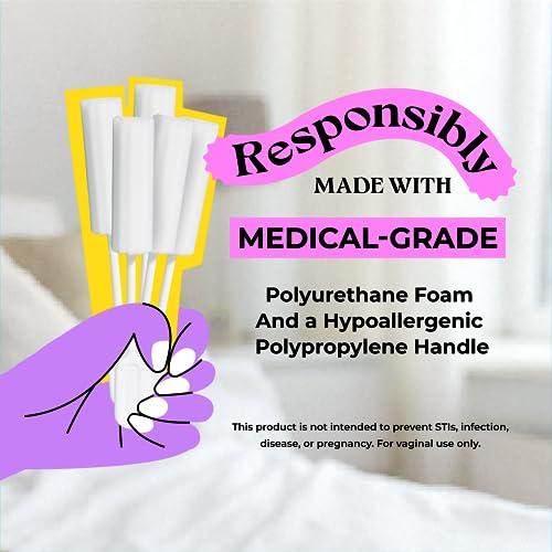 Berkland [25 Pack] Swizzle Stick Absorbing Sponge for Women - Ultra-Absorbent Post-Romance Cleanup Sponge to Stop The Drip - Long Handle, Easy Grip, Individually Packaged