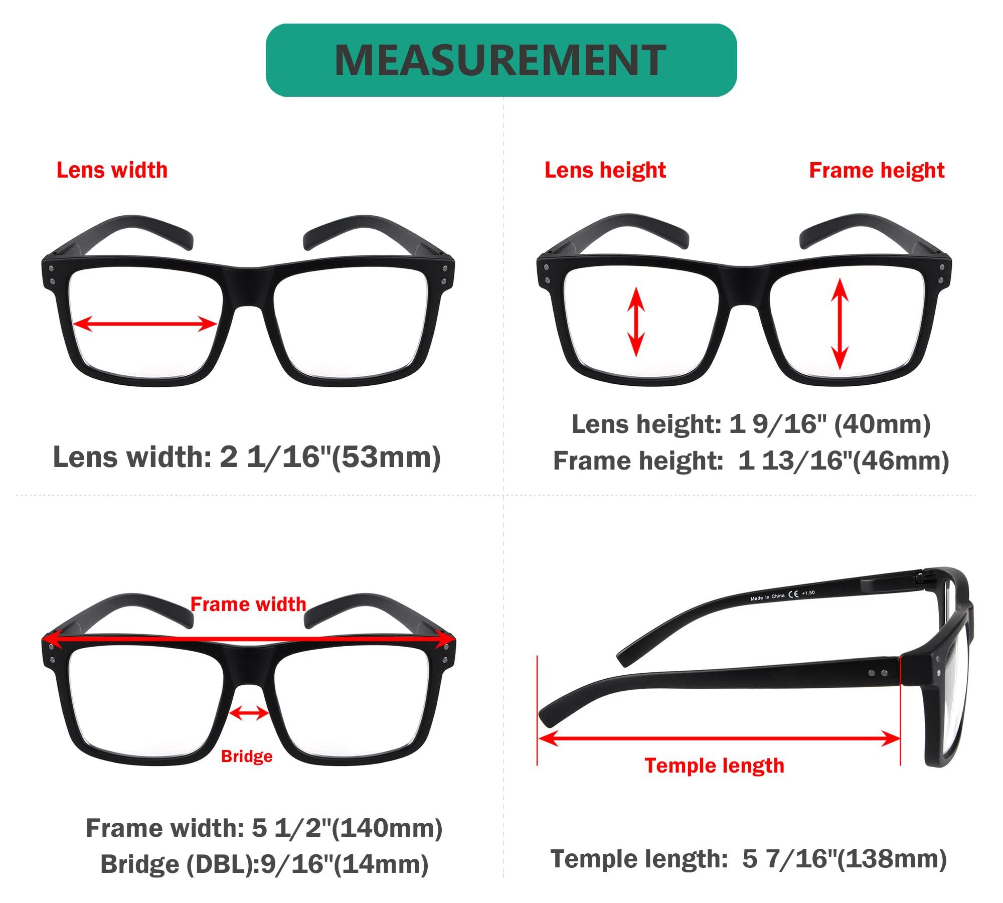 Eyekepper Eyekepper Oversized Reading Glasses Square Large Frame Readers for Men and Women - Black +3.50