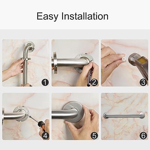 VANNSOO VANNSOO Grab Bars for Shower, Bathroom Shower Handle for Elderly Seniors, Toilet Safety Suction Handicap Grab Bars for Wall, Stainless Steel Hand Rail for Bathtubs (24 Inch, Brushed)