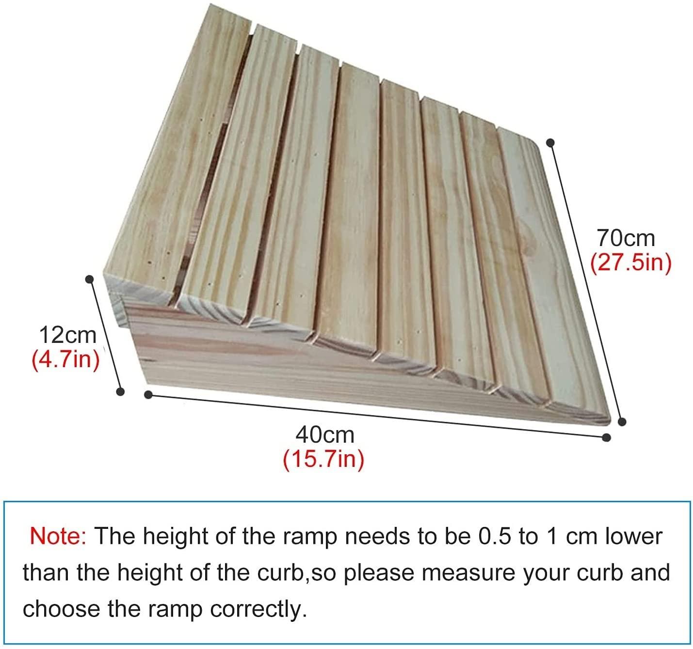 FUFU Threshold Ramps 7cm Rise Wooden Threshold Ramp for Home/Front Door/Yard/Doorways, Wheelchairs Walkers Car Motorcycle Entry Transition Ramp, Heavy Duty Anti-Skid Curb Ramp