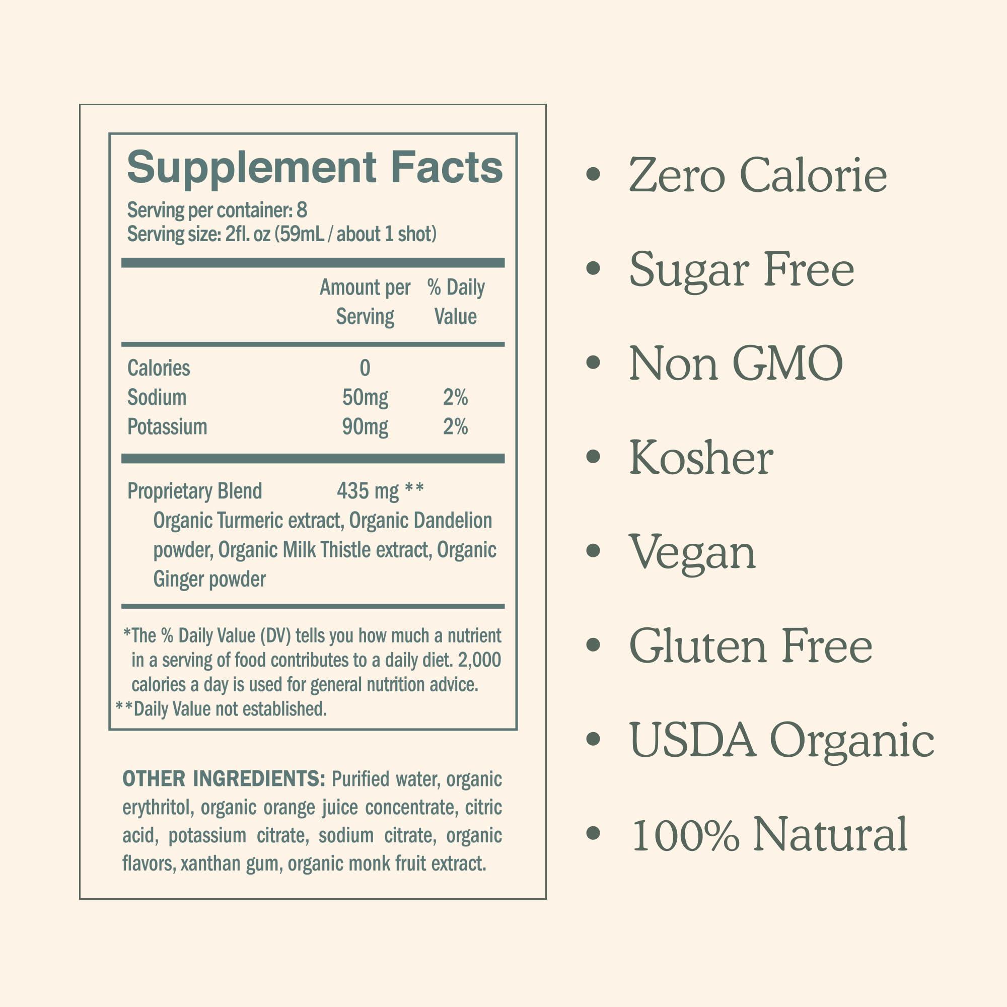 DOSE DOSE for Your Liver Cleanse Detox & Repair, Organic Milk Thistle Supplement with Turmeric, Dandelion, Ginger, and Orange, Promotes Optimal Liver Function,16oz Bottle, 6 Pack (6 Week Supply)