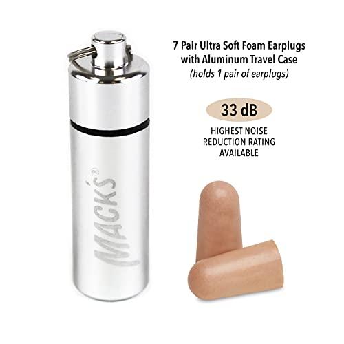 Mack's Mack’s Ultra Soft Foam Earplugs, 7 Pair + Case – 32 dB Highest NRR, Comfortable Ear Plugs for Sleeping, Snoring, Travel, Concerts, Studying and Noise