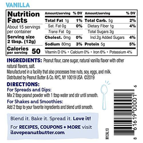 Peanut Butter & Co. Peanut Butter & Co. Vanilla Peanut Powder, Non-GMO Project Verified, Gluten Free, Vegan, 6.5 Ounce (Pack of 6)