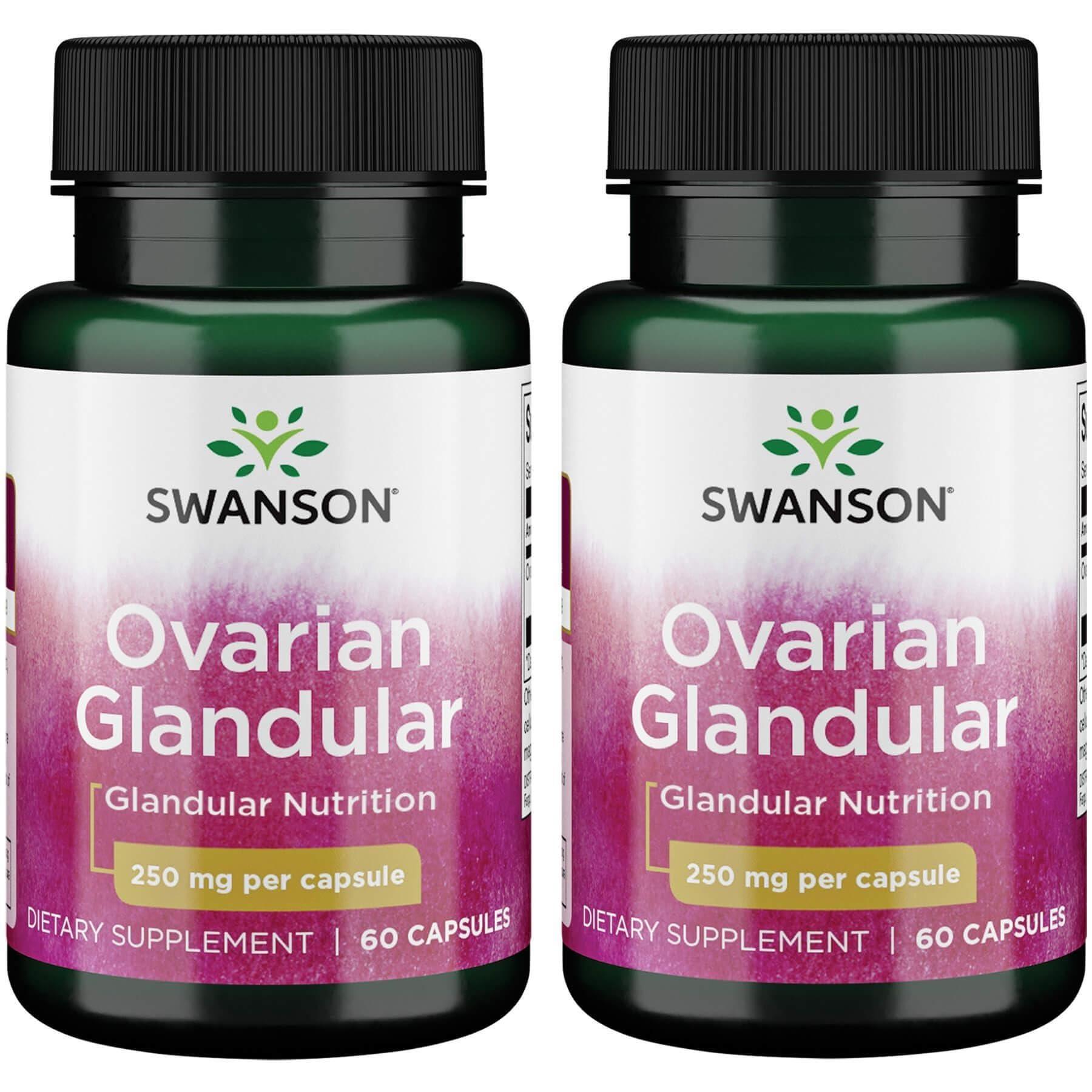 Swanson Swanson Ovarian Glandular Supplement - Women\'s Glandular Health and Balance Support - Premium Bovine Tissue - 60 Capsules, 250mg Each (2 Pack)