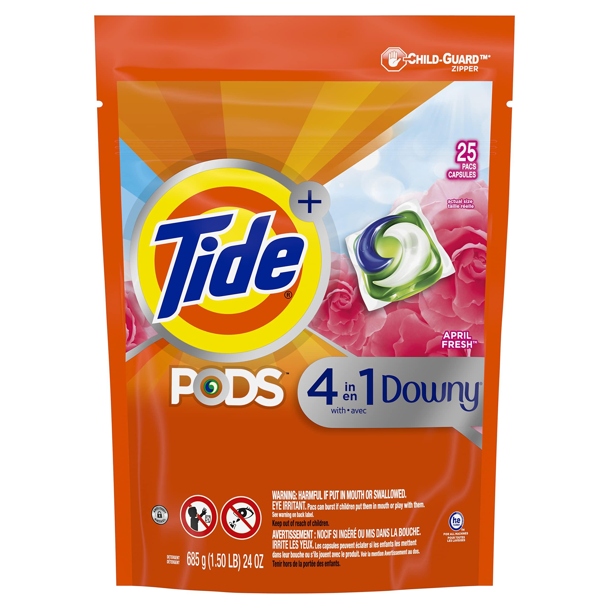 Tide Tide PODS with Downy, Liquid Laundry Detergent Pacs, April Fresh, 3 Bag Value Pack, 75 count