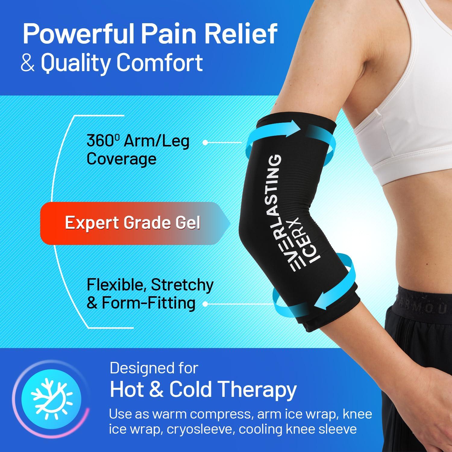 Everlasting Ice RX EverlastingIce Knee Ice Pack Wrap Compression Sleeve for Injuries | Hot & Cold Therapy Ice Pack for Knee, 360 Coverage | Reusable for Knee, Elbow, Ankle, Wrist - Large