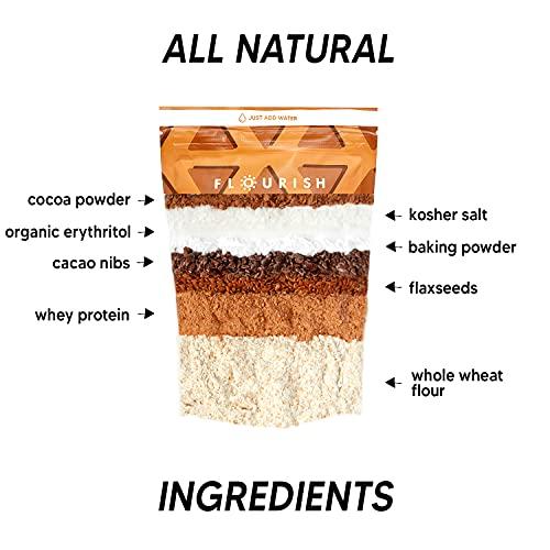 Flourish Flourish - Protein Pancake & Waffle Mix, Whey Protein Isolate & Flax Seed, Non-GMO, No Added Sugar, Superfood, High Protein & Fiber, Just Add Water - Chocolate, 16oz