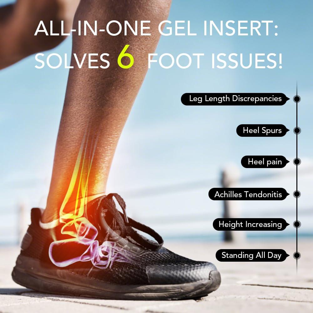 SQHT SQHT Adjustable Orthopedic Heel Lift Inserts - Height Increase Insoles for Leg Length Discrepancies and Achilles Tendonitis, Heel Cushion Lifts for Men and Women (BlackLarge-Women\'s 10-13|Men\'s 9-14)