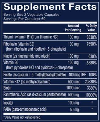 Vthrive Vthrive Bioactive B-Complex - Vitamin B + Active Coenzymes for Energy Production (120 Vegetable Capsules)