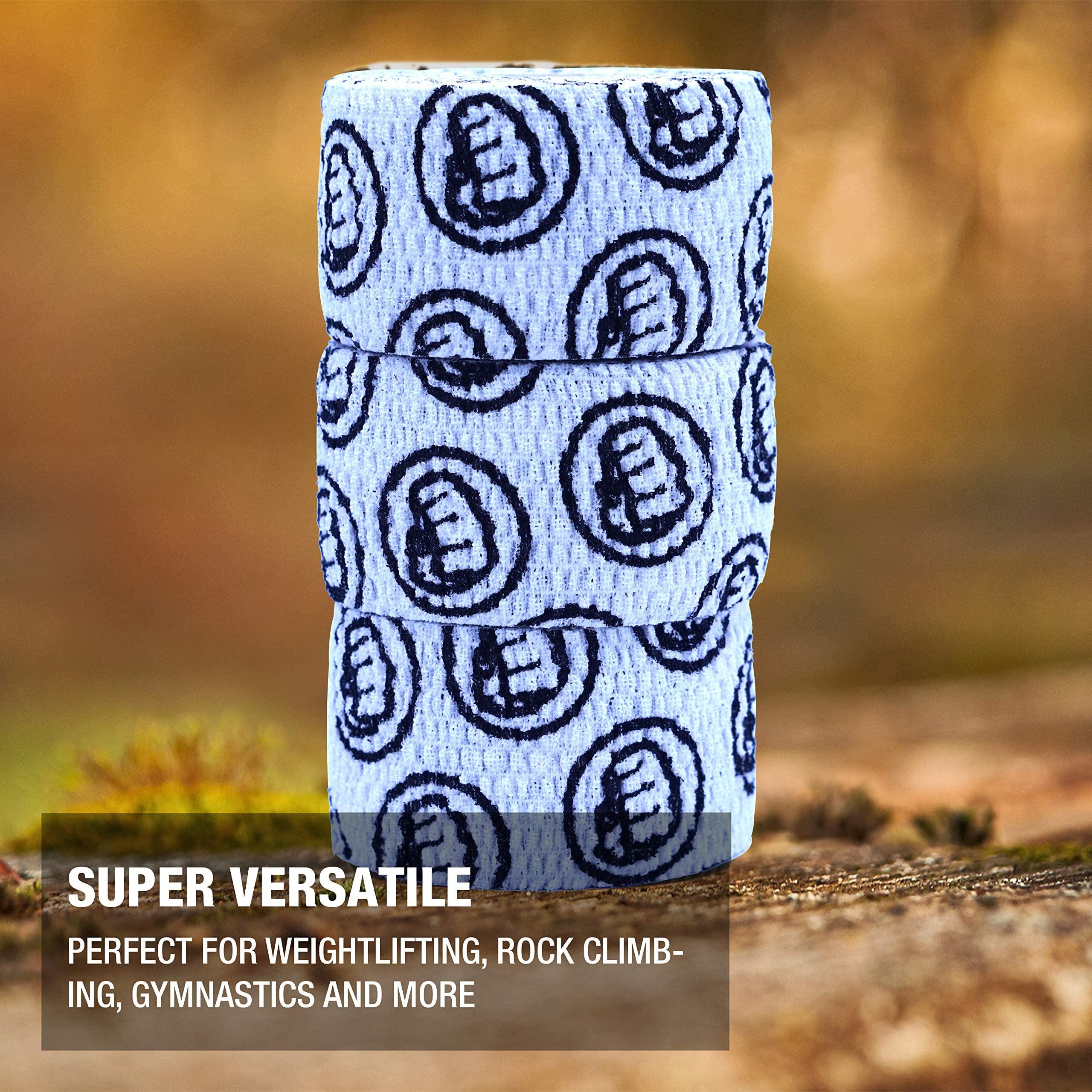 WOD Nation WOD Nation Weightlifting Hook Grip Tape or Thumb, Wrist & Finger - 3 Pack Comfortable & Stretchy White Athletic Thumb Tape for Weightlifting and Cross Training (23ft/Roll)