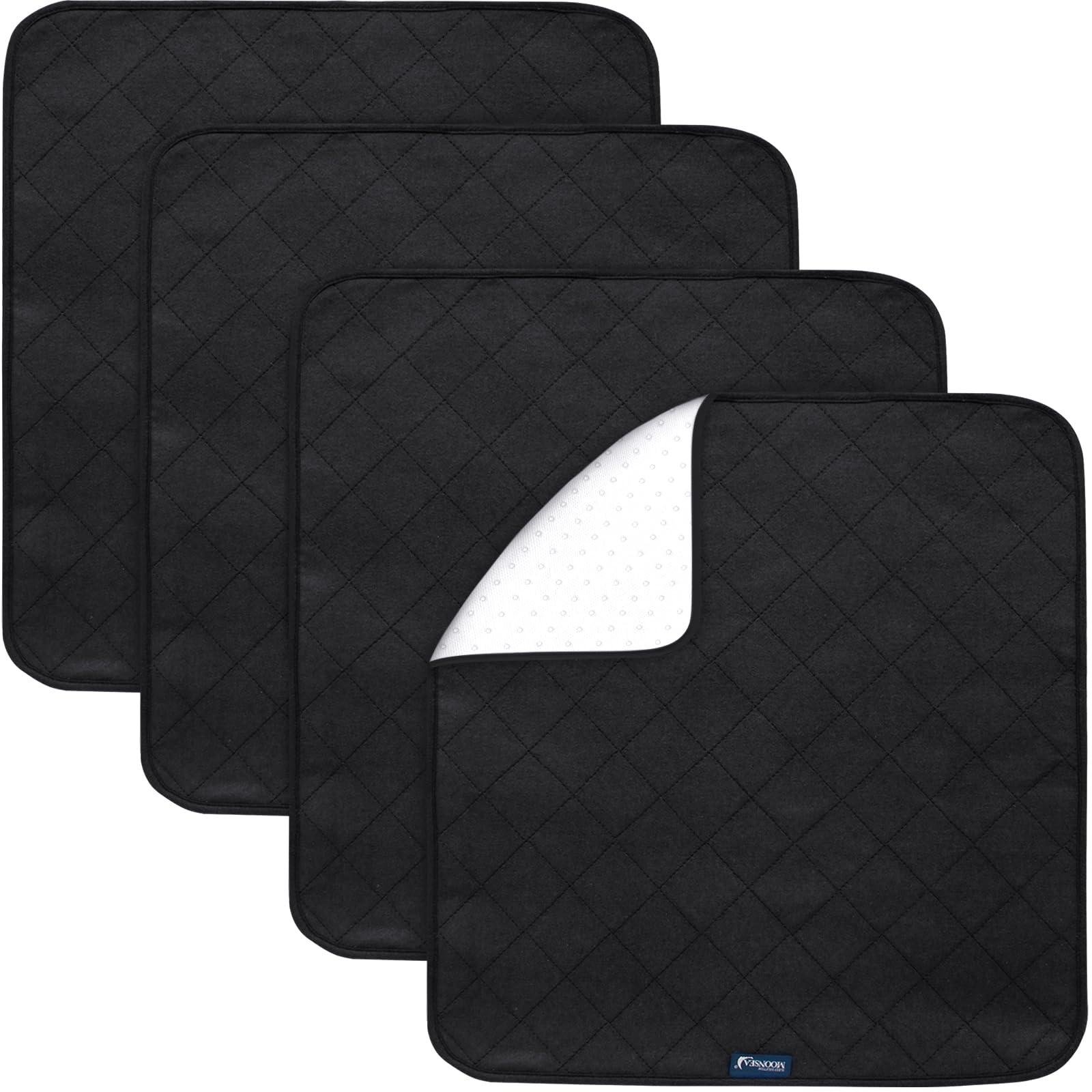 Moonsea Waterproof Incontinence Chair Pads, 22\" x 21\" Wheelchair Reusable Seat Pads Cover, Washable Nursery Pee Pad Seat Protector, 4 Pack Black