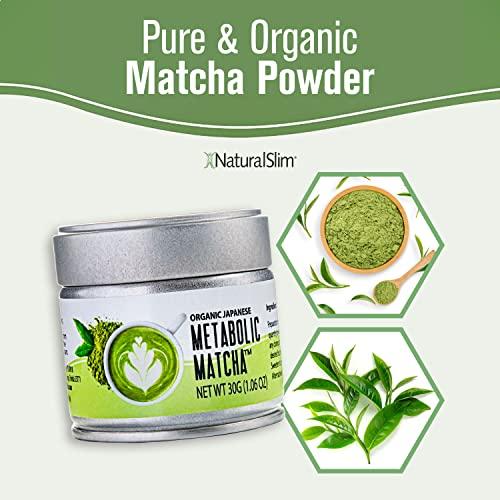 NaturalSlim NaturalSlim Metabolic Organic Matcha Powder Authentic Japanese Matcha Green Tea Powder - Antioxidant & Anti-Aging Pure Matcha Green Tea for Metabolism, Energy, and Concentration - 1.06 Oz
