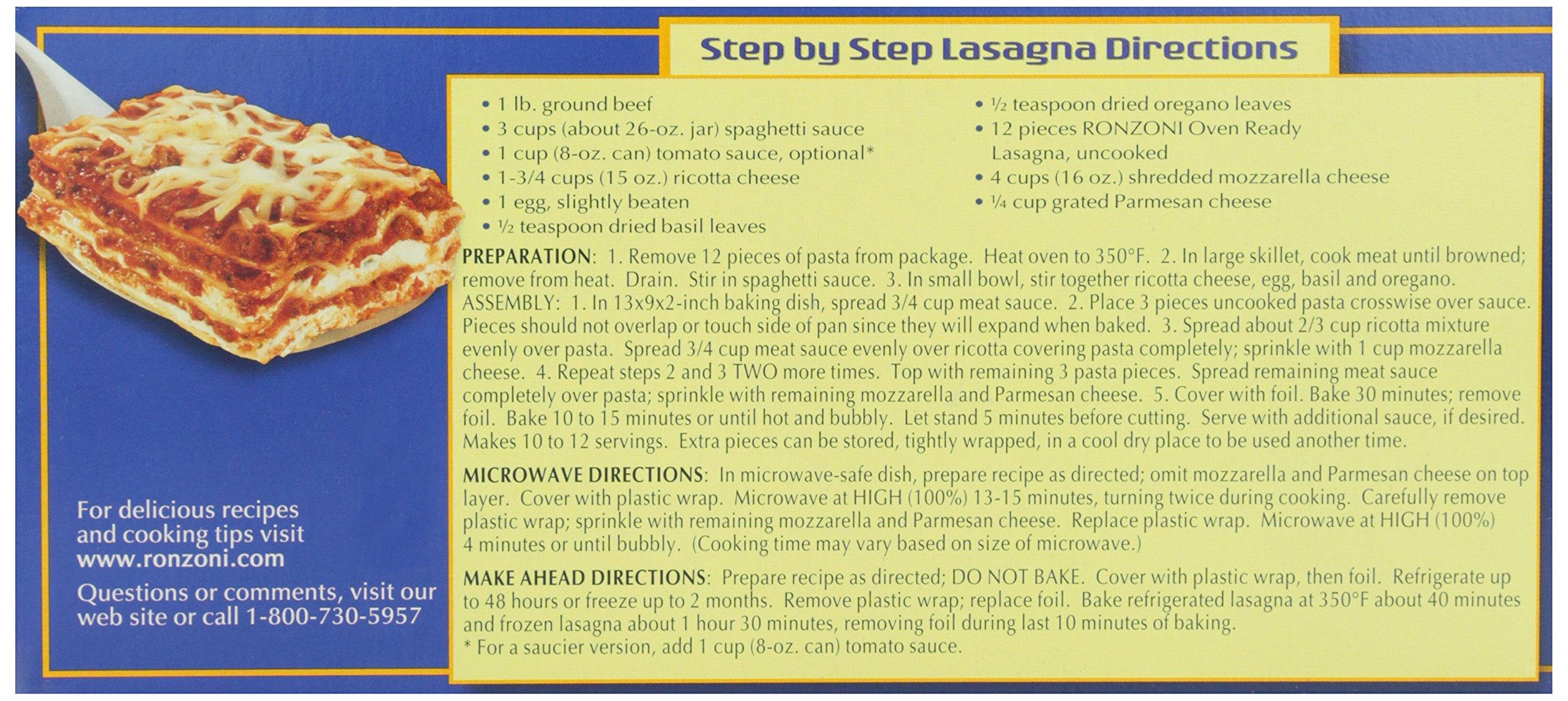 Ronzoni Ronzoni Oven Ready Pasta, Lasagne, 8 oz