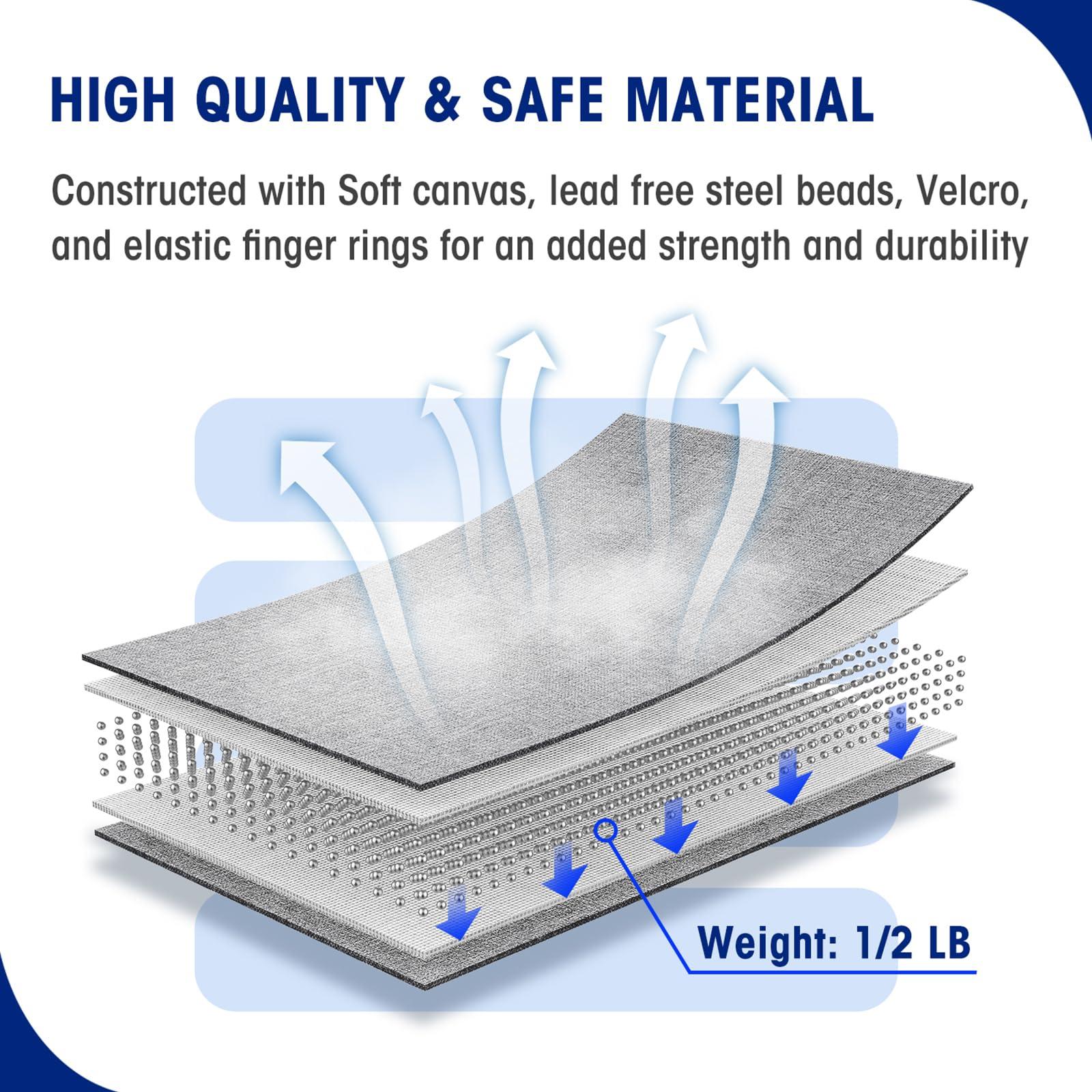 Zipcase Zipcase Weighted Gloves for Tremors to Provide Hand Stability and Improve Hand Dexterity, Perfect Writing Weights & Hand strenthening Tool (1/2lb, Left Gray