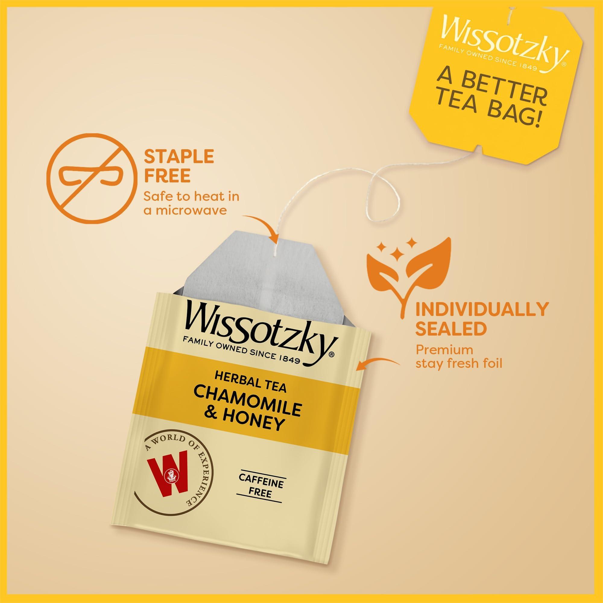 Wissotzky Wissotzky Chamomile & Honey Herbal Tea, (6 Pack - 120 Tea Bags) | Soothing Blend | Caffeine Free Tea | Relaxation