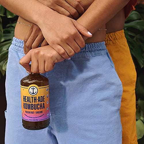 Health-Ade Health-Ade Kombucha Tea Organic Drink, Fermented Tea with Living Probiotics, Detoxifying Acids, Supports Gut Health, Non-GMO, Vegan, Gluten Free, 12 Pack (16 Fl Oz Bottles), Passion Fruit Tangerine