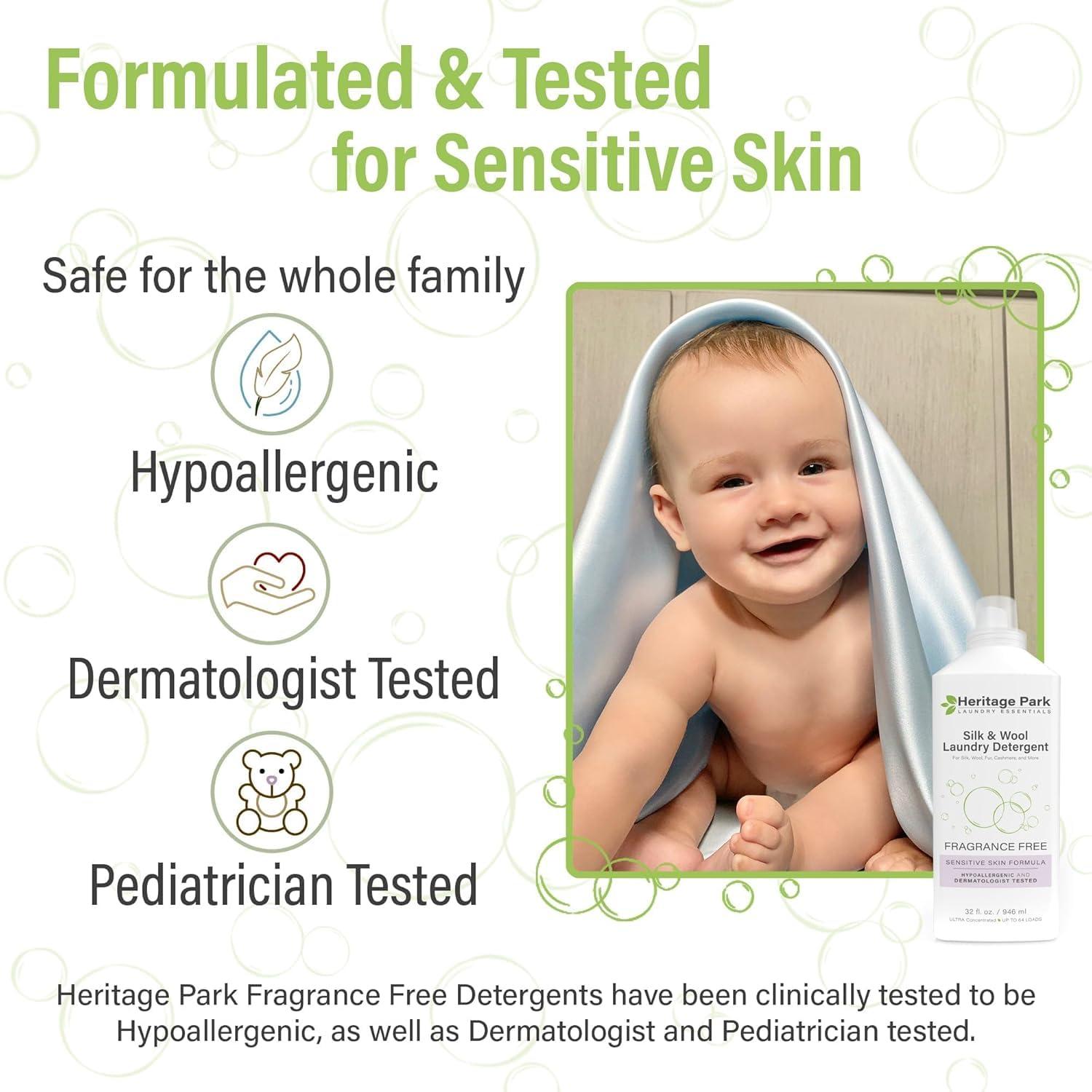 Heritage Park Laundry Essentials Heritage Park Silk & Wool Spring Magnolia Floral Scent, pH-Neutral Laundry Detergent - Enzymes-Free, Ultra Concentrated (4 fl oz Trial Size)