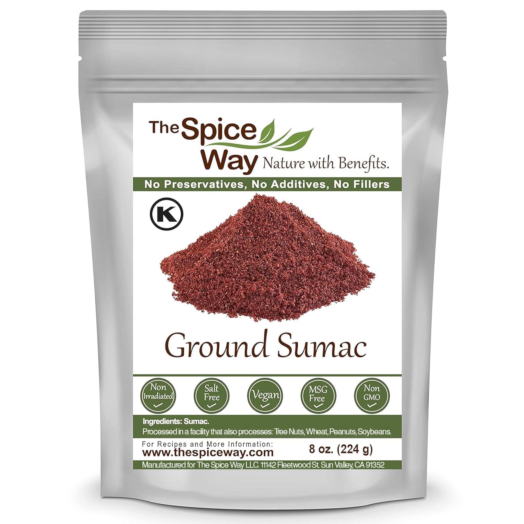The Spice Way The Spice Way - Pure 100% Sumac, No Salt, no GMO, no Irradiation, Spice Seasoning Powder 8 oz (resealable bag) (Sumak)