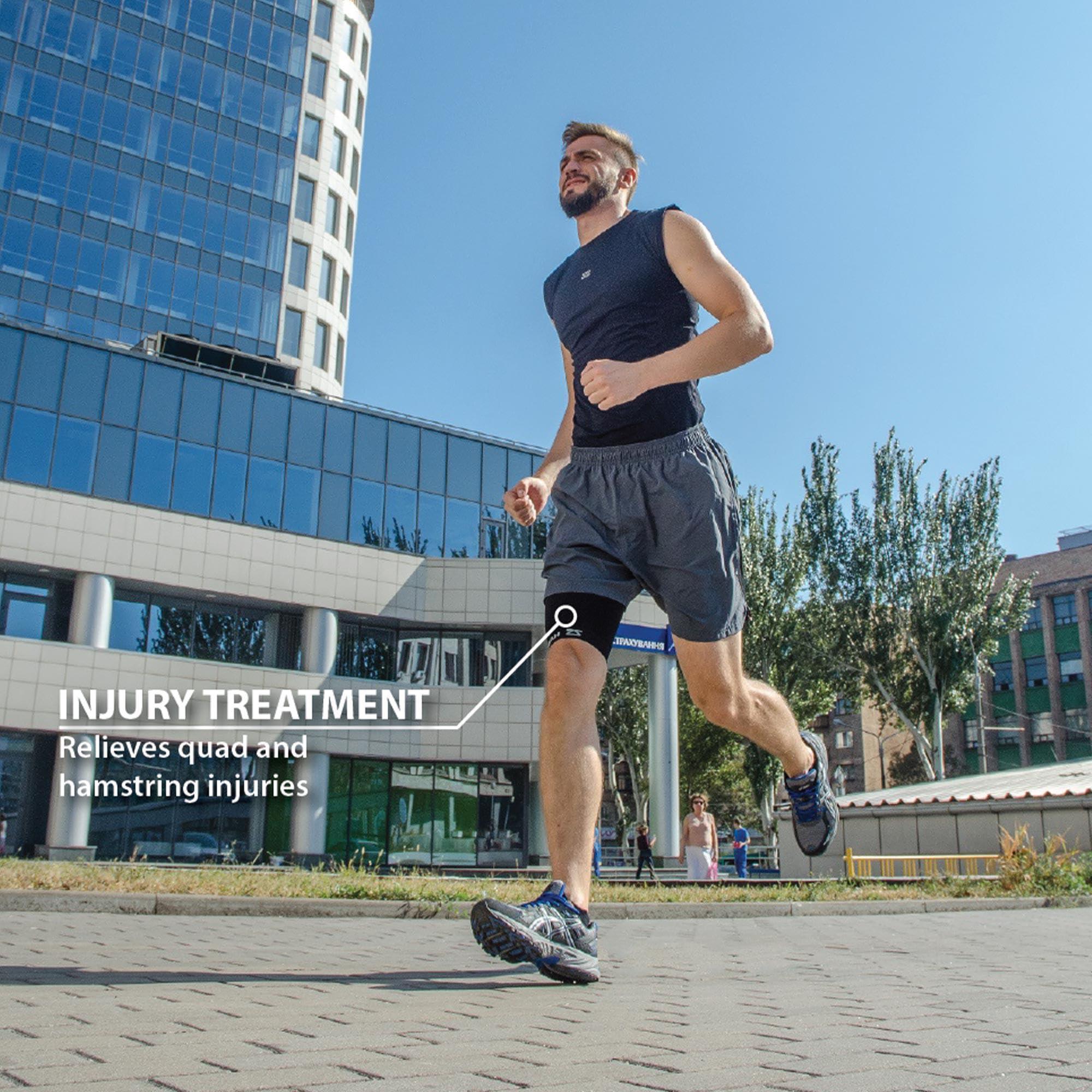 Zensah Zensah Thigh Compression Sleeve - Support for Pulled Hamstring, Quad Strain, Groin Compression Wrap for Men and Women (Medium, 2 Sleeves - Heather Grey)