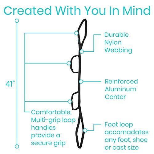 Vive Vive Multi-Loop Leg Lifter Strap (41 Inches) - Rigid for Getting in and Out of Bed, Couch, Car and Wheelchair - Hip and Knee Surgery Recovery Kit with Hand Grips - for Adults, Elderly, Women and Men