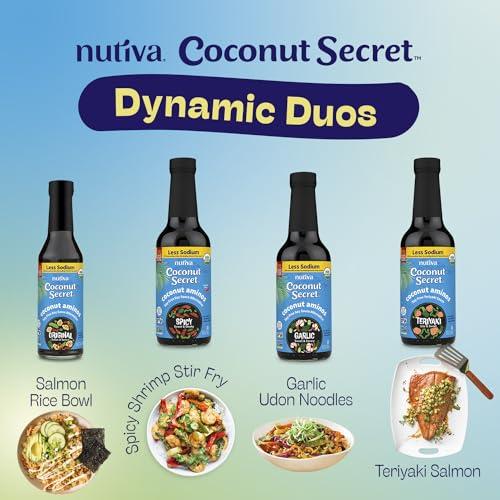COCONUT SECRET Coconut Secret, Organic Liquid Coconut Aminos, 8 fl oz (pack of 4), All-Purpose Seasoning Sauce & Marinade, Soy-Free Soy Sauce Alternative, Low Sodium, Low Glycemic, Vegan & Gluten Free Stir Fry Sauce
