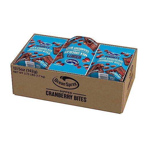 Ocean Spray Ocean Spray HERSHEYS Milk Chocolate Dipped Cranberry Bites, Chocolate Covered Dried Cranberries, 5 Oz Pouch (Pack of 12)