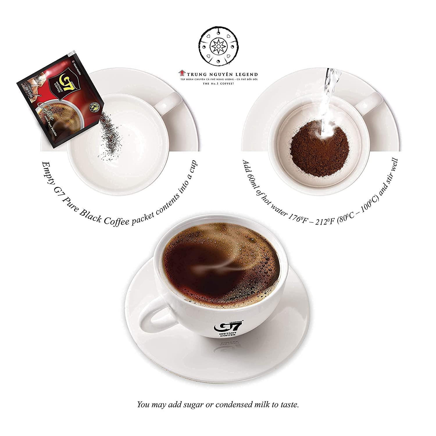 TRUNG NGUYEN Trung Nguyen G7 Instant Coffee Pure Black 100% Soluble Coffee Strong and Bold Instant Vietnamese Coffee (15 Packets/Box, 3 Pack)