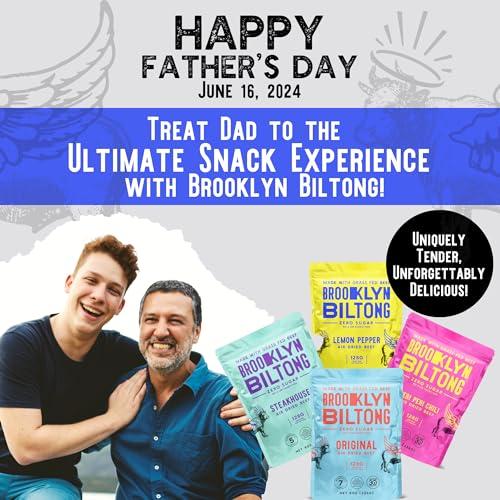 Brooklyn Biltong Brooklyn Biltong Air Dried Grass Fed Beef Snack, South African Beef Jerky (8oz, Pack of 2) - Whole30 Approved, Paleo, Keto, Gluten Free, Sugar Free, Made in USA - (Lemon Pepper)