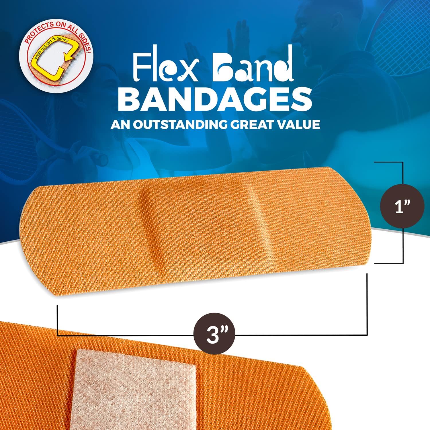 MEDca Flexible Fabric Bandages - Flex Fabric Adhesive Bandages Finger-Tip Bandages Knuckles andThumb Bandages for Finger Careand to Protect Wounds from Infection - (200 Count)