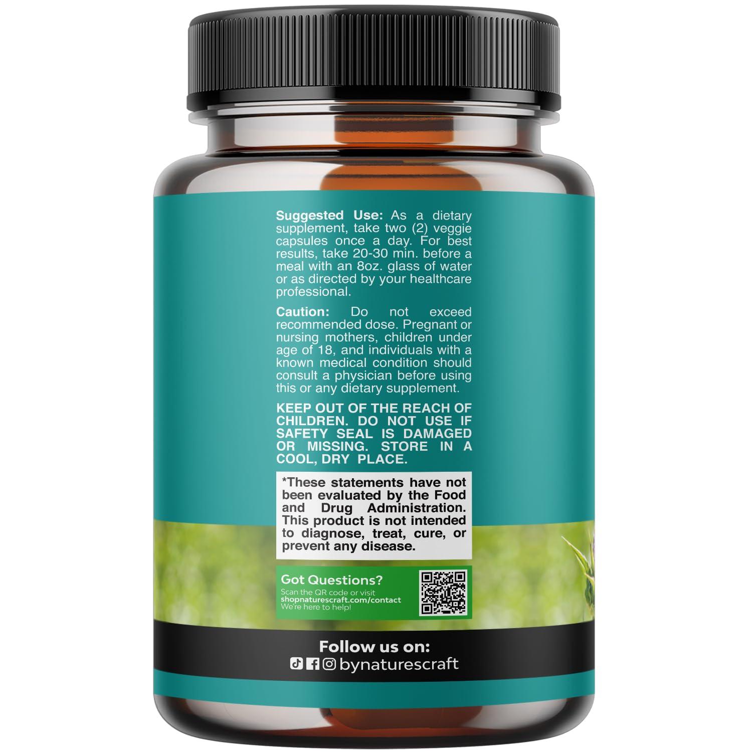 Natures Craft Liver Cleanse Detox & Repair 90 Capsules - Herbal Liver Support Milk Thistle Supplement - Silymarin Milk Thistle Supplements with Dandelion Root, Choline, Beetroot & Artichoke Extract
