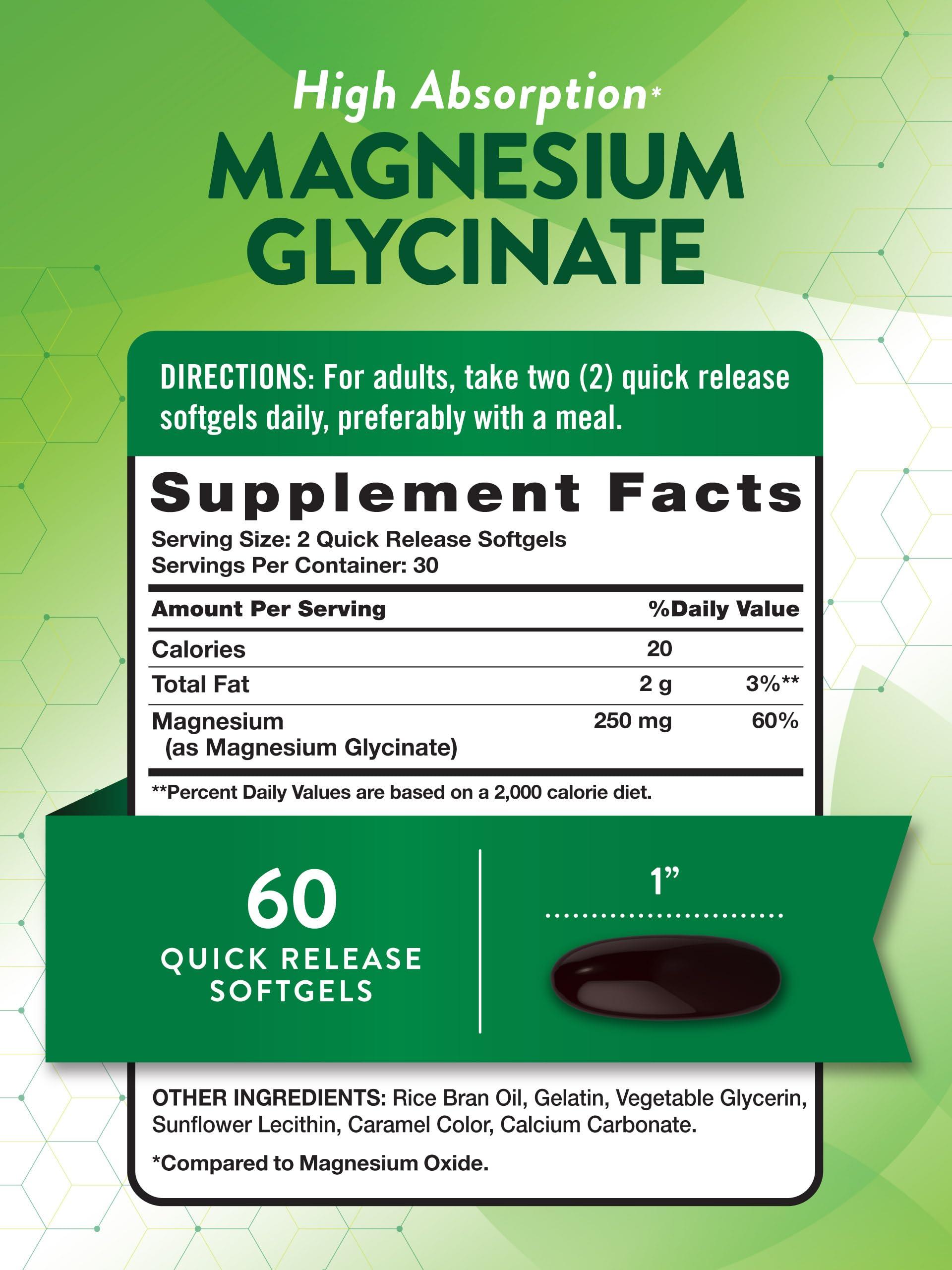 Nature\'s Truth Nature\'s Truth Magnesium Glycinate 250mg | 60 Softgels | High Absorption | Non-GMO & Gluten Free Mineral Supplement