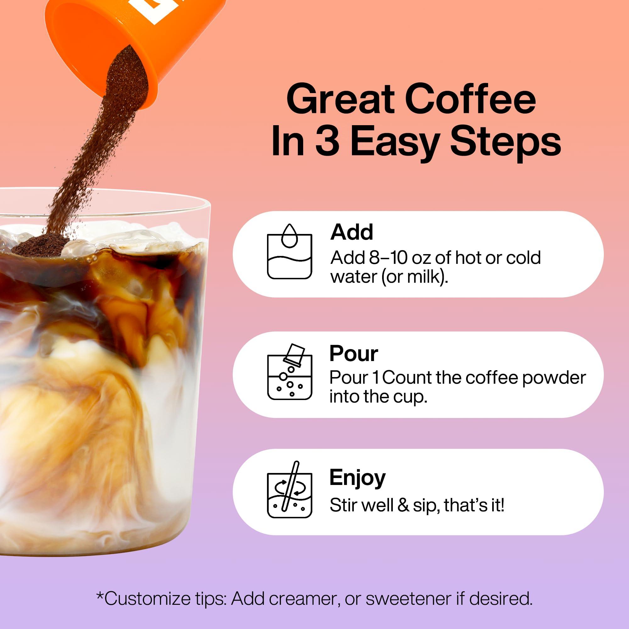 SaturnBird SATURNBIRD Coffee Instant Cold Brew - Medium, Dark Roast Variety Pack, 3 Roast Levels (NO.4-6), 100% Arabica Coffee Powder, Enjoy Cold/Hot, 24 Single Serves Perfect for Iced Coffee