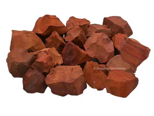 Amazing Gemstone Red Jasper Raw Crystals and Healing Stones, Natural Rocks for Tumbling and DIY Raw Stones and Crystals (1 lb)