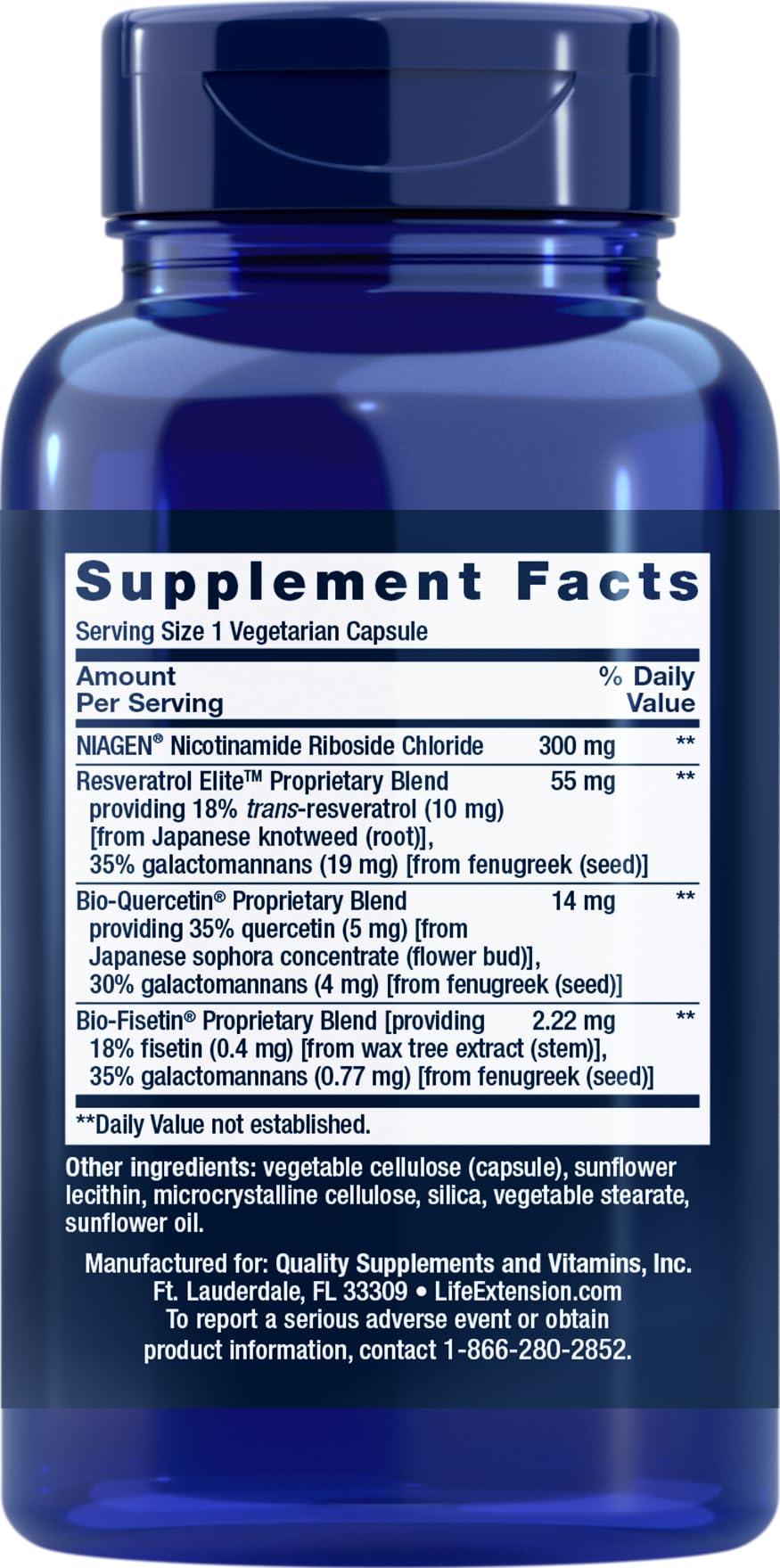 Life Extension Life Extension NAD+ Cell Regenerator and Resveratrol Elite, 90 Veg Caps