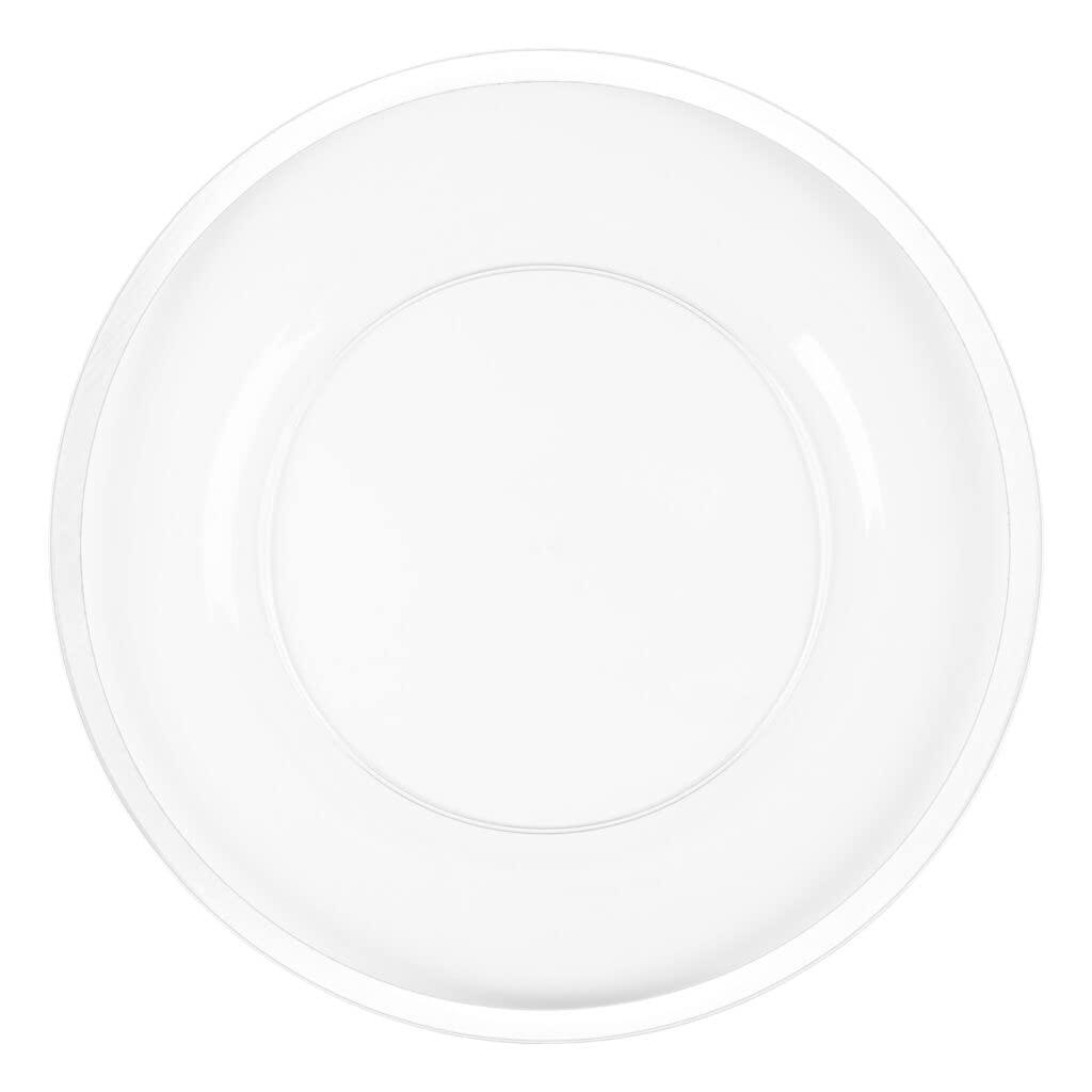 EcoQuality EcoQuality 13\" inch Round Clear Plastic Charger Plates with White Rim - China Like Party Plates, Heavy Duty Large Disposable Dinner Plates, Reusable Salad Plate, Wedding, Catering, Dinnerware (28)
