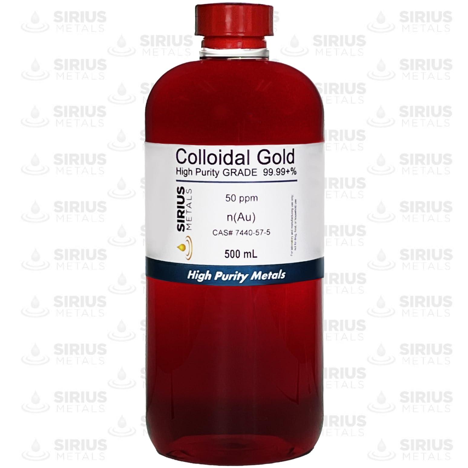 Sirius Metals True Colloidal Gold – 50 ppm - 99.99+% Purity - 500 mL (16.9 Fl Oz) in Clear BPA-Free Plastic Bottle - Made in USA