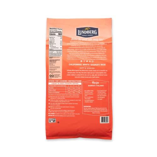 Lundberg Lundberg Family Farms - White Basmati Rice, Premium Long Grain Bulk Rice, Non-Sticky Texture, California-Grown, Light Flavor, Pleasant Aroma, Gluten-Free, Non-GMO, Vegan, Kosher (10lb)