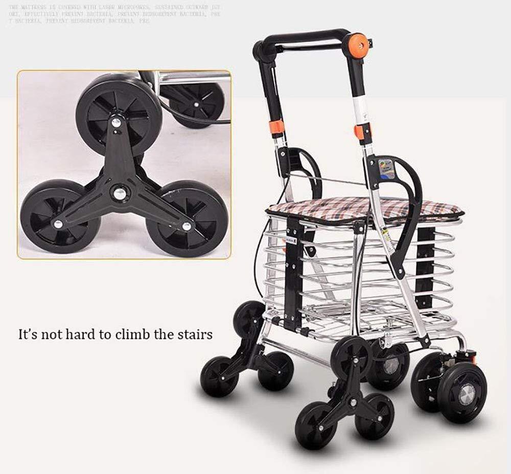 WRRQCVAL Shopping Cart Shopping Rollator Seniors Walker Walking Frame Aid Lightweight Mobility Trolley Foldable with Seat and Bag Interesting