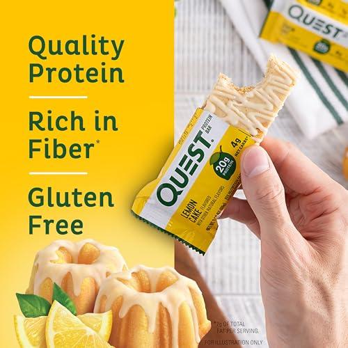 Quest Nutrition Quest Nutrition Crispy Chocolate Caramel Pecan Hero Protein Bar, 15g Protein, 1g Sugar, 3g Net Carb & Lemon Cake Protein Bars, High Protein, Low Carb, Gluten Free, 12 Count