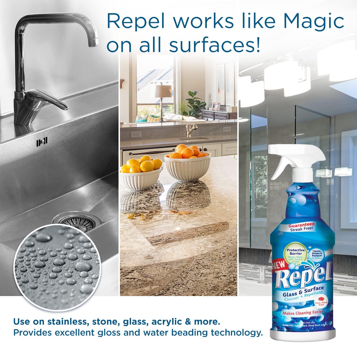 Clean-X Clean-X REPEL Glass & Surface Cleaner 32 fl. oz. - Cleans & Repels water spots and dirt on glass, mirror, tile and multi surface by UNELKO (3)